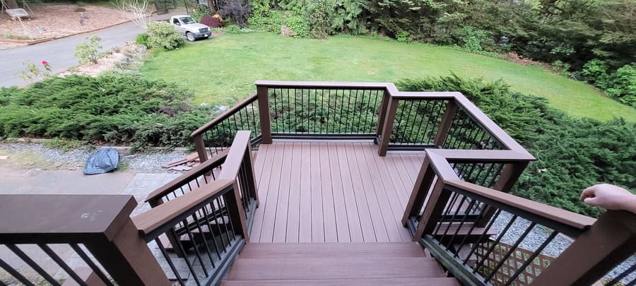 Composite and cedar deck stair rebuild