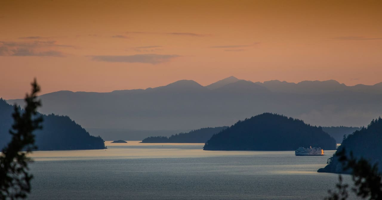 Vancouver Island coastline at sunset